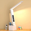 USB LED Desk Lamp Dimmable Touch Control with Calendar Temperature Clock Night Light Foldable Table Lamp for Study Readi