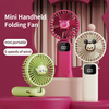 USB Mini Silent Handheld Folding Fan Digital Display 6 Speed Of Wind With Portable Stand Small Fan