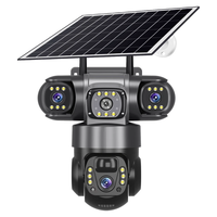 V380 4G 6MP Solar Security Camera 3-Lens System Dual-Charging Night Vision Motion Alerts 4G European Version Security Ca