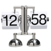 Vintage European Style Mechanical Flip Clock with Dual Feet Page Turning Clock Stainless Steel Double Foot Small Scales