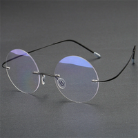 Vintage Round Rimless Reading Glasses UV protection Anti-blue light Presbyopia Eyeglasses with Case