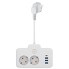 W602U EU Plug Extension Power Strip with 2 Power Sockets+3USB-A+USB-C Fast USB Charging Interface Multi-Outlet Wall Sock