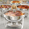 Warmounts 4-Pack Chafing Dish Buffet Set,  5QT Round Buffet Servers and Warmers Set,  Stainless Steel Catering Food Warmer