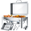 Warmounts 9.5QT Rectangular Chafing Dish Buffet Set with Hydraulic PivotLid,  Stainless Steel Catering Server Food Warmer