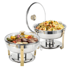 WARMOUNTS Chafing Dish Buffet Set,  5QT 2/4 Pack Gold Accent Stainless Steel Chafers and Buffet Warmers Sets with Glass L
