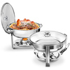 Warmounts Round Chafing Dish Buffet Set 2 Pack,  5QT Buffet Chafe Warmer Set,  Polished Stainless Steel Chafing Dish for B