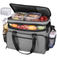 WARMOUNTS Soft Cooler Bag Insulated 48 Cans w/ Insulating Cover,  Upgraded Leakproof Camping Cooler Bag 2 Compartment for
