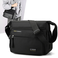 Waterproof Nylon Men Crossbody Bag Large Capacity Multiple Pockets Zipper Shoulder Bag Fashion Casual Outdoor Travel Mes