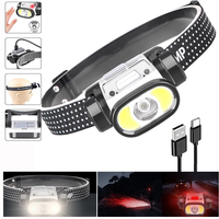 Wave Sensor 2000mAh 400LM 5 Lighting Modes LED Headlamp USB Rechargeable Head Torch COB Outdoor Cycling Adventure Fishin