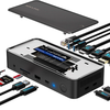 WAVLINK 13-in-1 USB-C Docking Station with M.2 PCIe and SATA SSD Enclosure 4K Triple Display 100W PD Charging 10Gbps 5Gb