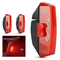 WEST BIKING 100LM Smart Brake Sensing Taillight WaterproofUSB Charging COB LED Bike Rear Light for Outdoor Road MTB Ni
