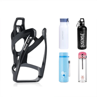 WEST BIKING Curved Bike Bottle Holder Tough Stable Lightweight Fashion Bicycle Watter Cage for MTB Road Road Bike-Black
