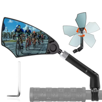 WEST BIKING HD Anti-Glare Bike Rearview Mirror 360° Rotation Adjustable Retractable Reflector for 20-23mm Bicycle Electr