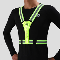 WEST BIKING Night Cycling Clothing 4 LED Beads Type-C Rechargeable Adjustment Running Light Reflective Sports Vest for S