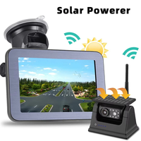 Wireless Solar Powered Backup Camera AHD 5 Inch Rear View Monitor Wide Angle Night Vision Long Range Transmission Waterp