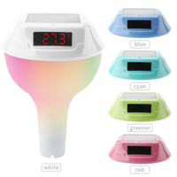 Wireless Solar Powered Pool Thermometer IP68 Waterproof RGB Ambient Light Temperature Display Smart Timer Child Lock 220