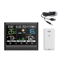 Wireless Weather Station Touchscreen Display Indoor Outdoor Temperature Humidity Forecast Moon Phase Comfort Level with