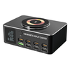 WLX-818D+ 140W 8-Port USB PD Charger with Magnetic Wireless Charger Pad 4USB-A+4USB-C PD QC3.0 Fast Charging Desktop Cha