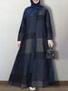 Women Casual Plaid Lapel Long Sleeve Button Vintage Shirt Maxi Dresses With Pocket