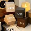 Wooden Digital Alarm Clock with Temperature Sound Control Electronic Clocks Desktop LED Bedside Clock