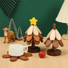 Wooden Foldable Star / Cherry Style Christmas Tree Creative Heat Insulation Mat Set Dining Table Anti Scalding Mat Festi