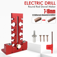 Woodworking Adjustable Dowel Maker Jig 7mm-18mm Carbide Blade Double-edged Cutting Aluminum Alloy Electric Drill Milling