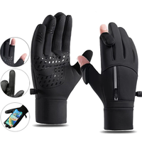 XANES Winter Touchscreen Warm Cycling Gloves Waterproof Windproof Cold-Resistant Flip Exposed Two-finger Zipper Gloves f