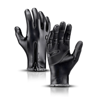 XANES Winter Warm Touch Screen Windproof Waterproof Cycling Gloves for Men Women PU Leather Fleece-Linedfull-finger Gl
