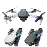 YLR/C E88D WiFi FPV with HD Dual Camera Lighting Arms Optical Flow Positioning Colorful LED Light Foldable RC Drone Quad