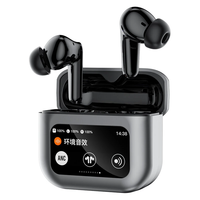 YYK-Q30 TWS bluetooth 5.4 Earbuds Wireless ANC Earphone with LCD Touch Screen Spatial Audio 80H Playback Low Delay Touch