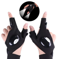 ZANLURE LED Flashlight Fishing Half Finger Gloves for Outdoor Night Cycling Camping Hiking Sports Gloves with Lamp Light