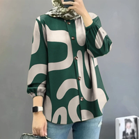 ZANZEA Ethnic Style Women Blouse Lantern Sleeve Geometric Pattern Shirt Fashion O-Neck Button Up Top