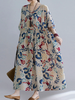 ZANZEA Plus Size Women Long Dress O-Neck Floral Loose Bohemian Casual Summer Maxi Dress For Women