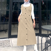 ZANZEA Solid Womens Square Neck Strappy Bib Dress Casual Loose Long Dresses