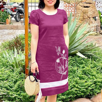 ZANZEA Summer Women Vintage Short Sleeve O-Neck Floral Embroidery Dresses Casual Shift Dresses