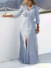 ZANZEA Women 100% Cotton Classical Striped Print Lapel Button Front Lace-Up Casual Shirt Dress
