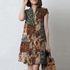 ZANZEA Women Bohemian Floral Printed V-Neck Cotton Dress Holiday Casual Short Sleeve Sundress
