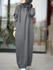ZANZEA Women Brief Style Solid Color Drawstring Hooded Casual Dress With Pocket