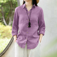 ZANZEA Women Comfortable Solid Color Blouse Fashion Long Sleeve O-Neck Shirt Casual Loose Basic Tops