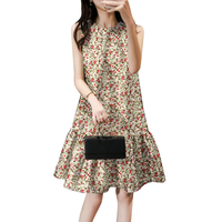 ZANZEA Women Floral Print Party Dress with Mermaid Hem and Ruffle Hem,  Fashion Sleeveless Loose Fit Midi Dress Plus Size