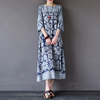 ZANZEA Women Loose Retro Printing 3/4 Sleeve Maxi Dress