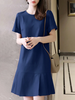 ZANZEA Women Plus Size Solid Ruffle Hem Pocket Short Sleeve Crew Neck Casual Dress