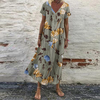 ZANZEA Women V-Neck Floral Printed Bohemian Leisure Casual Loose Dress