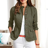 ZANZEA Womens Fashion Button Down Front Side Pocket Outwear Casual Long Sleeve Stand Collar Jackets