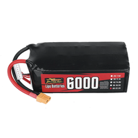 ZOP Power 22.2V 6000mAh 100C 6S LiPo Battery XT60 Plug with T Plug Adapter for RC FPV Racing Drone Airplane