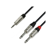 Adam Hall Cables 4 Star Serie - Audiokabel REAN 3, 5 mm Klinke stereo auf 2 x 6, 3 mm Klinke mono 0, 9 m
