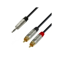 Adam Hall Cables 4 Star Serie - Audiokabel REAN 3, 5 mm Klinke stereo auf 2 x Cinch male 0, 9 m