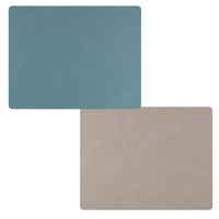 4er Spar-Set Lind DNA Double Square Nupo Tischset - light blue/light grey - 35x45 cm