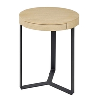 Lambert Harry Beistelltisch mit Schublade - schwarz/eiche - Höhe 57 cm - Ø 45 cm
