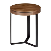 Lambert Harry Beistelltisch mit Schublade - schwarz/walnuss - Höhe 57 cm - Ø 45 cm
